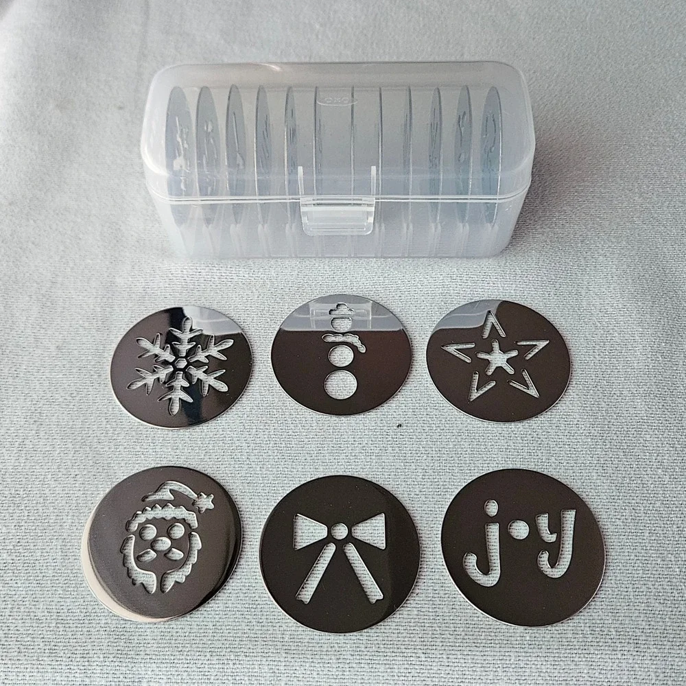 OXO Cookie Press Replacement Disc Christmas 18 Stainless Steel w Storage Case